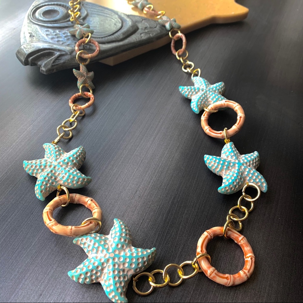 Starfish Summer Statement Necklace Adjustable - image 1
